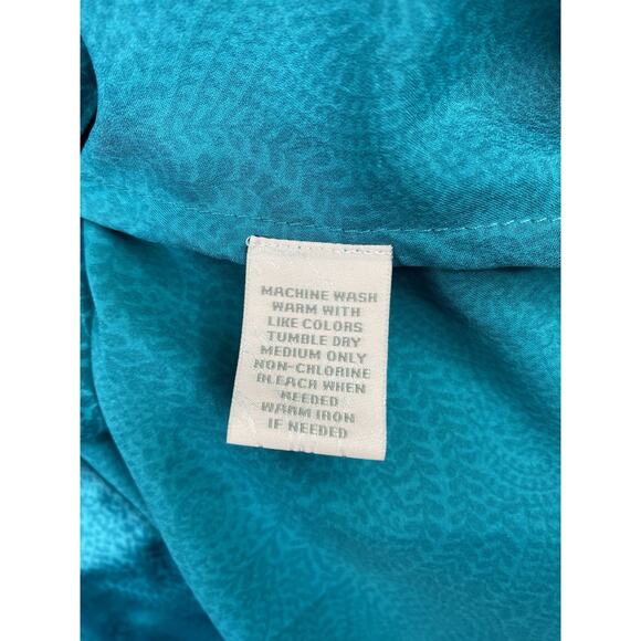 Cabernet Kimono Style Robe Sz L Turquoise Printed Belted Satin Long Classic NWT - Picture 7 of 8